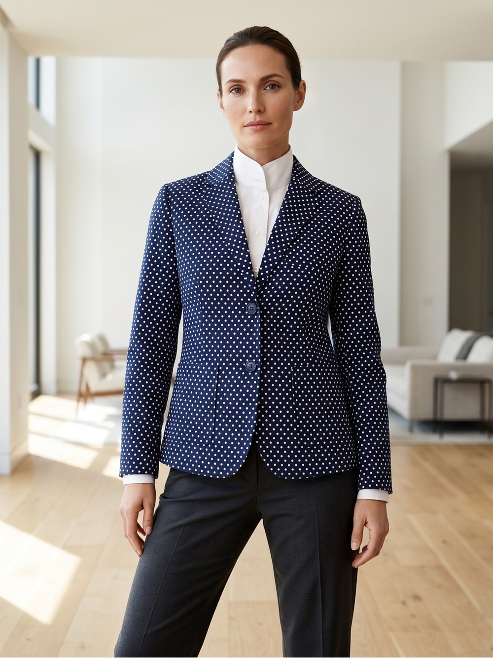 GAP The Academy Blazer Navy & White Polka Dot Blazer